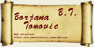 Borjana Tomović vizit kartica